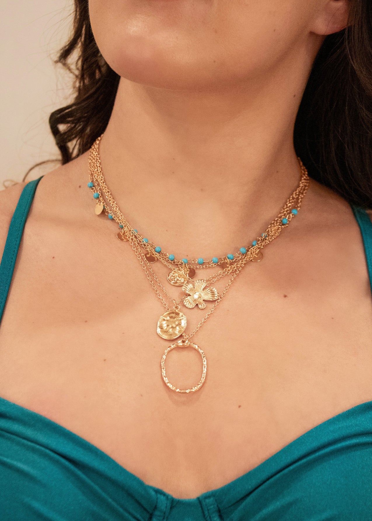 Boho Pendant Layered Necklace
